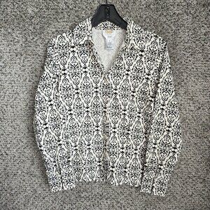 Talbots Top Womens Small Black Corduroy Button Up Stretch‎ Long Sleeve Ladies